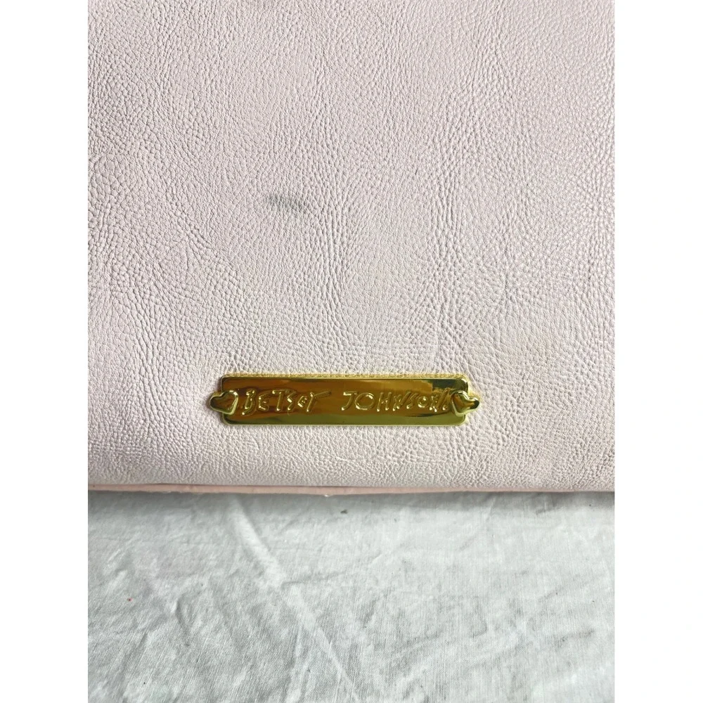 Betsey Johnson Pink Bow Studded Satchel Crossbody Bag Gold Hardware - Picture 4 of 8
